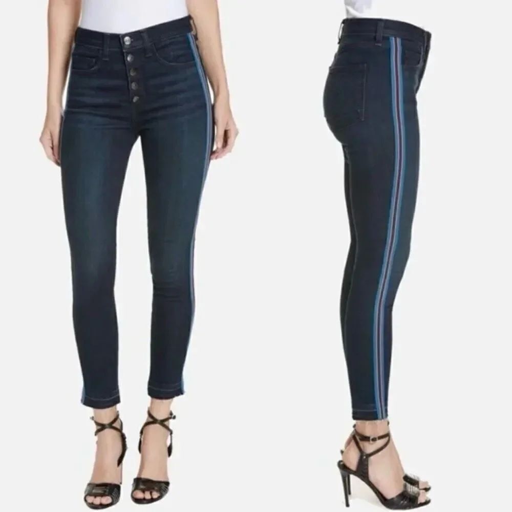 Veronica Beard Debbie 10” Skinny Midnight With Fray & Tux Jeans Size 28